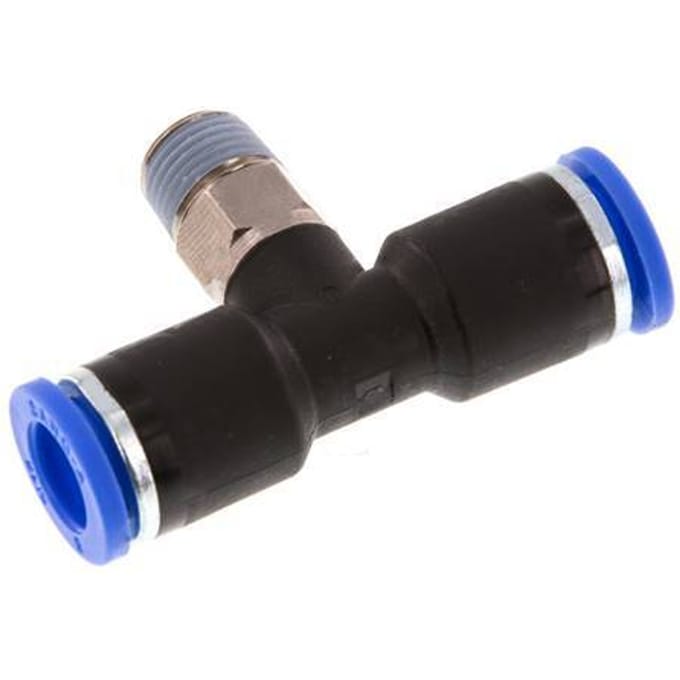 8mm x R1/8'' inline T-stuk Messing/PA 66 Insteekfitting Buitendraad Draaibaar NBR [2 Stuks]