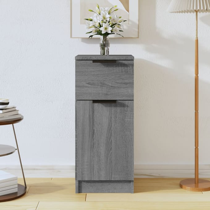vidaXL - Dressoir - 30x30x70 - cm - bewerkt - hout - grijs - sonoma - eikenkleurig