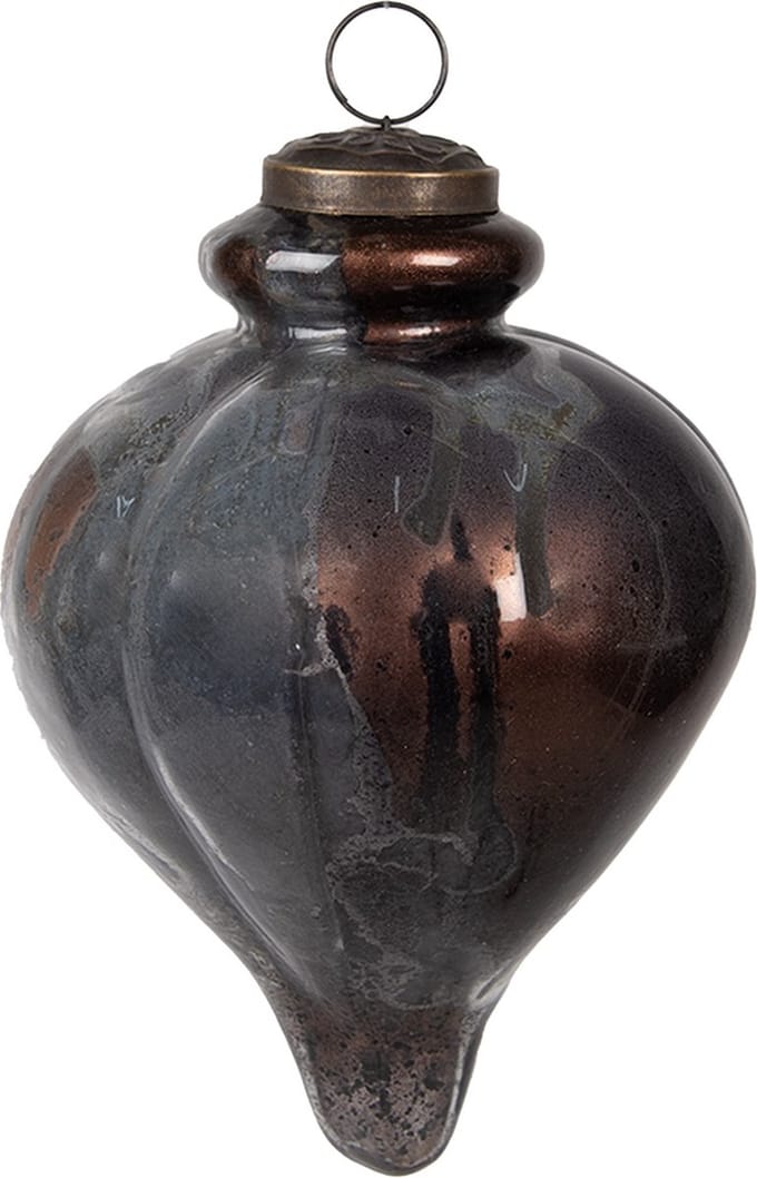 Clayre & Eef Kerstbal Overig Ø 10x15 cm Grijs Glas Kerstballen