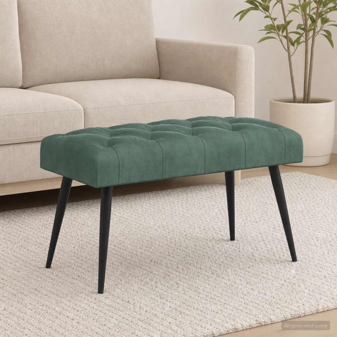 vidaXL - Bank - met - knopen - tufting - Zeegroen - 80 - x - 40 - x - 46 - cm - Fluweel