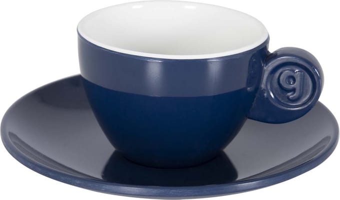 Gimex - Solid Line - Espresso set - Blauw & Wit - 85 ml - 2 Pieces