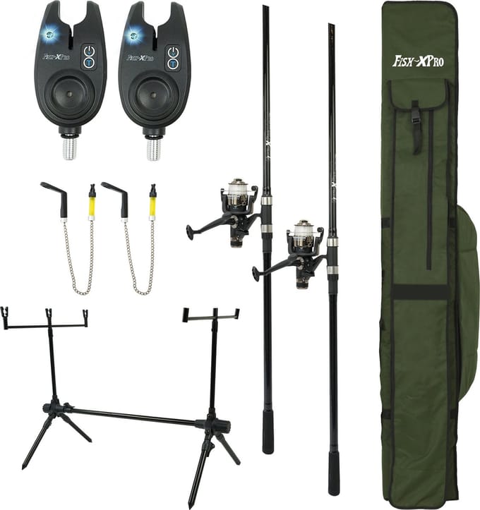 FISH-XPRO - Karper set - Pro Improve Set - 2-Rod - Karperhengelset - Zwart