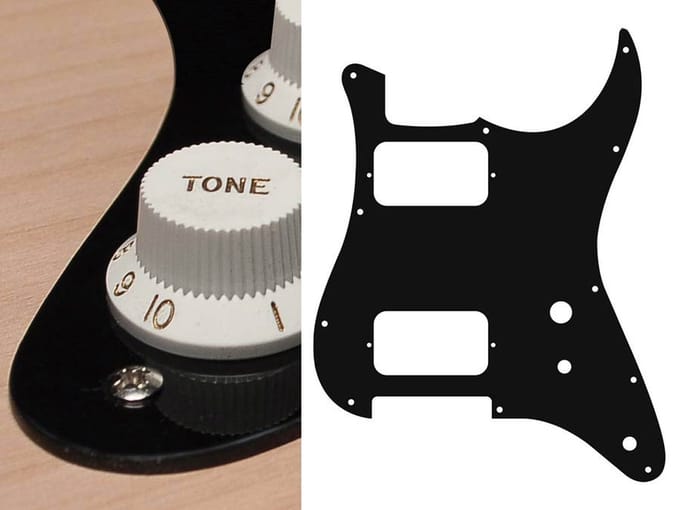Boston ST-131-B pickguard, Stallion, HH, 2 pot holes, toggle switch, 1 ply, black