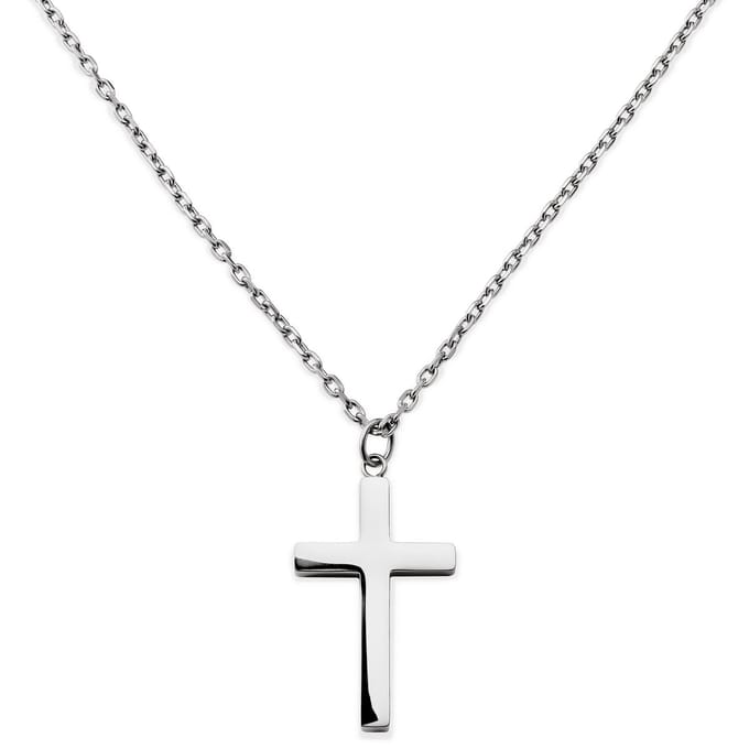 New Classics | 2 mm zilverkleurige roestvrijstalen ketting met kruishanger