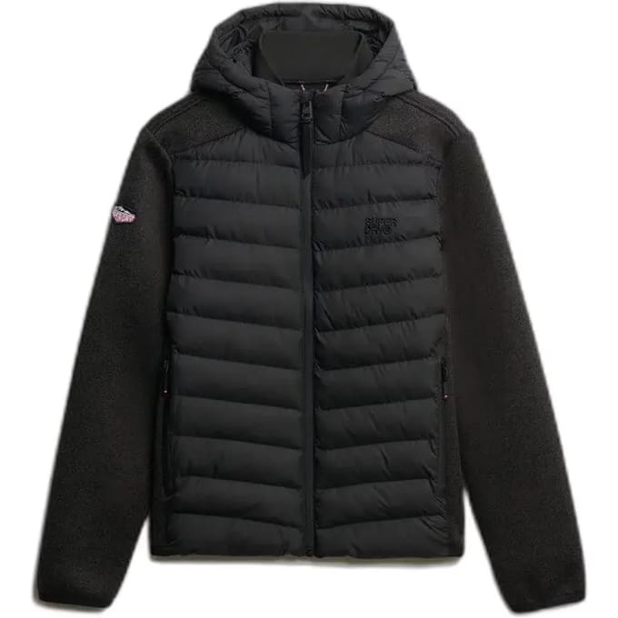 Superdry - Hybride Gebreide Storm Jas met Capuchon - Heren - Gewatteerde jassen