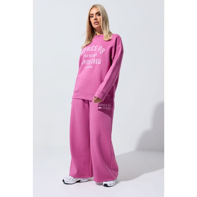 Limited Collection Pink 'Après 98' Joggingbroek Met Wijde Pijpen Size 48