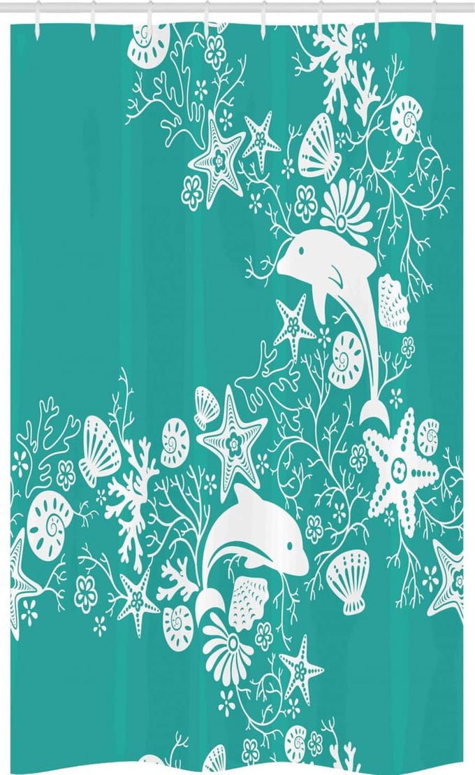 ABAKUHAUS douchegordijn Stall 11852 – 120x180 cm – zeegroen wit