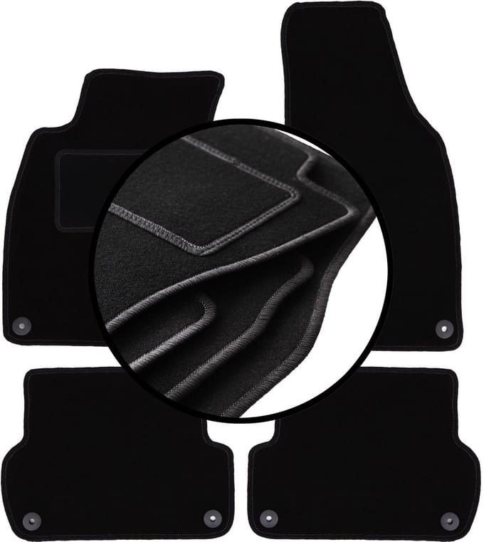 Complete set veloursmatten voor: Audi A4 B6 sedan, stationwagen, avant (2001-2004)