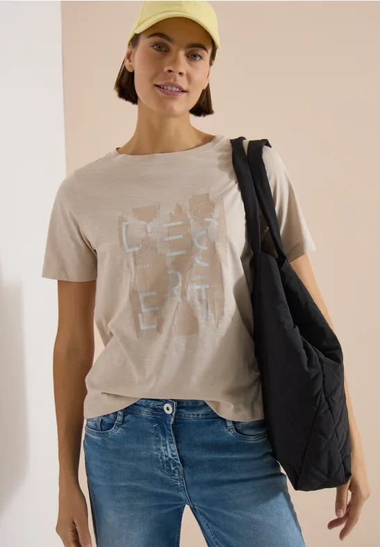 Shirt met ronde hals en opdruk aan de voorkant