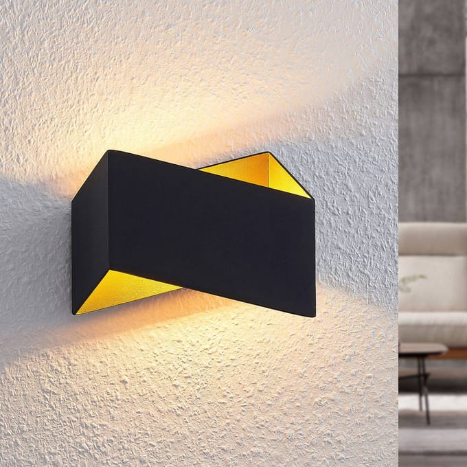Arcchio - wandlamp - 1licht - aluminium - H: 16.5 cm - G9 - zwart, goud