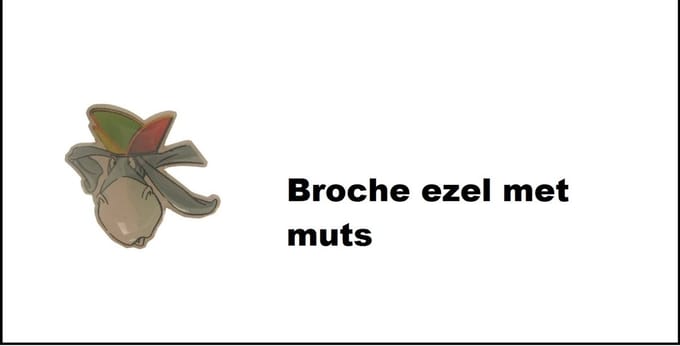 Broche ezel met muts - Carnaval festival themafeest party steekpin