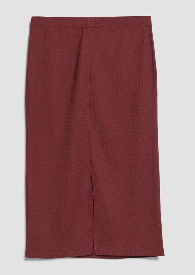 s.Oliver - female - Gestructureerde midirok met split en elastische tailleband
