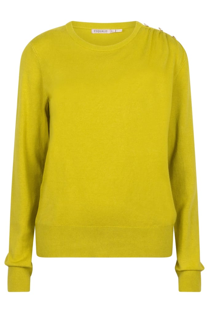 EsQualo Sweater Gathering Button Details Basic Knit Matcha Green Taglia: S | Maglioni a maglia Outlet | Donna | Verde