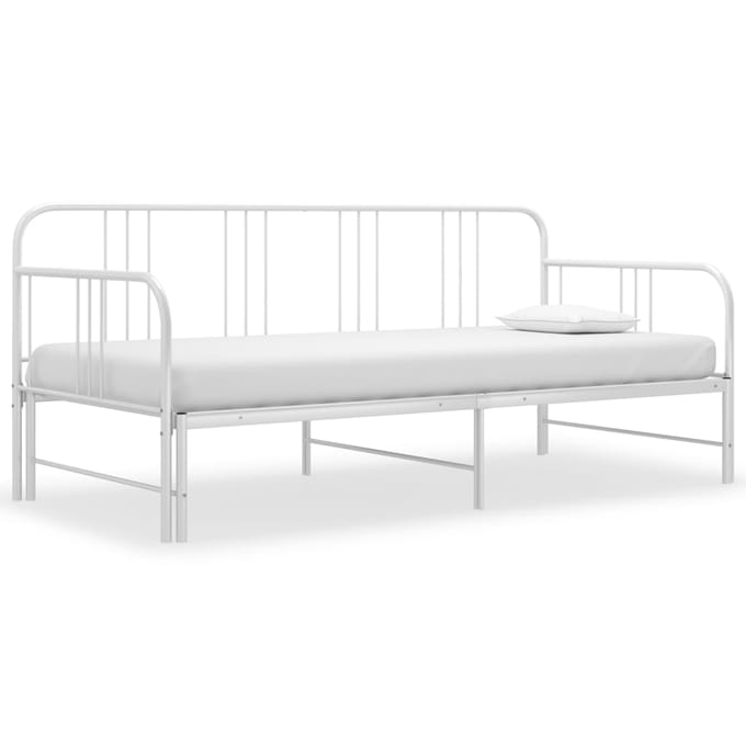 vidaXL - Slaapbank - uittrekbaar - metaal - wit - 90x200 - cm