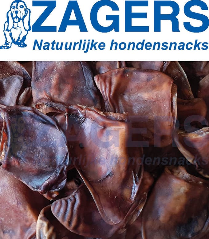 Zagers natuurlijke hondensnacks grote gedroogde varkensoren 50 stuks