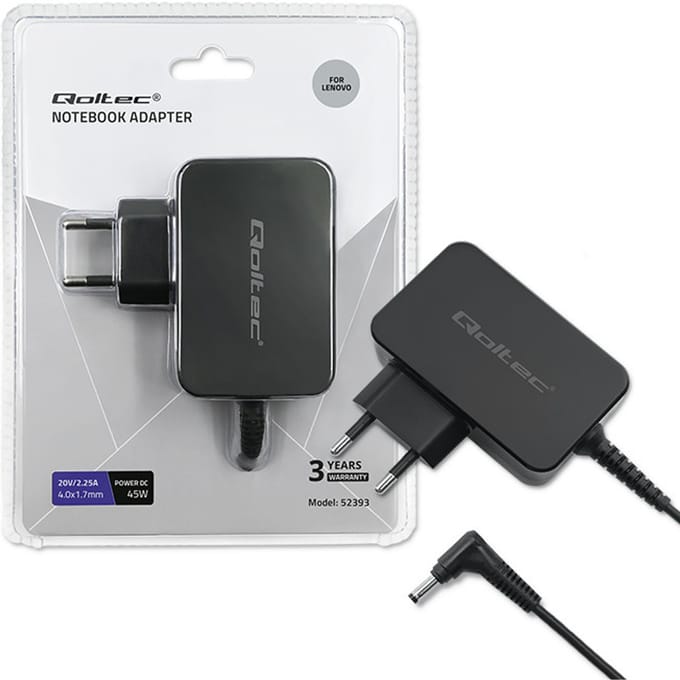 Qoltec laptopvoeding voor Lenovo 45W |   20V |   2,25A |   4.0*1.7