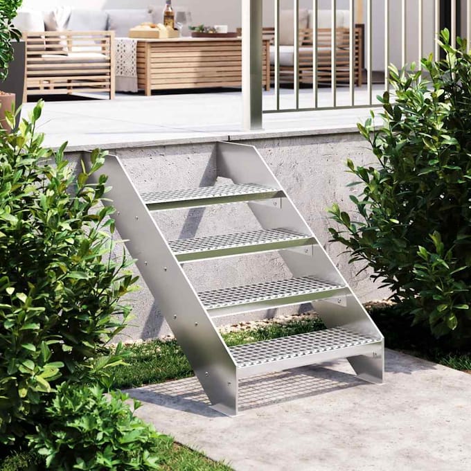 vidaXL - Traptrede - rooster - 60x24x7 - cm - gegalvaniseerd - staal