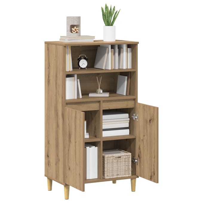 vidaXL - Highboard - Artisanaal - eiken - 60 - x - 36 - x - 110 - cm - Bewerkt - hout