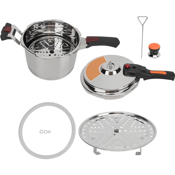 Autocuiseur 80kpa Conserveur à Pression Cuisson Rapide Acier Inoxydable Instant Casserole de Cuisine pour Gaz 6L gray