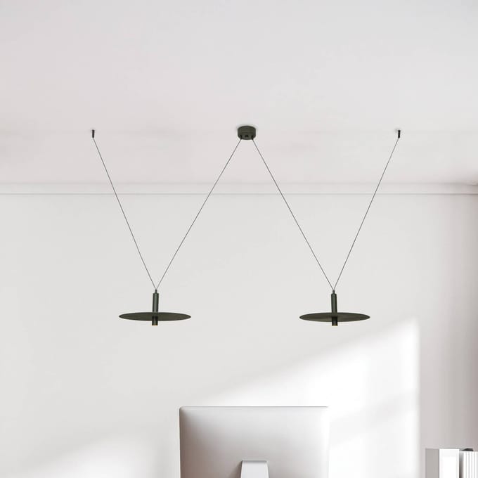 Zambelis LED hanglamp 23227, zwart, Ø 35 cm, 2-lamps, metaal