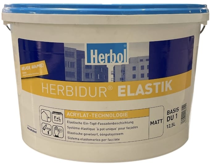 Herbol Herbidur Elastik - Elastische waterdichte matte gevelverf op waterbasis - 12.50 L - RAL 9010 Pure White ( gebrokenwit)
