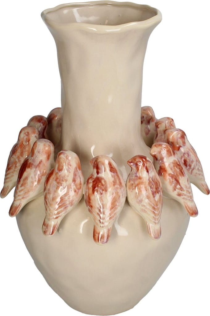 Vase Bird Stoneware Terra 27.7x27.7x41cm
