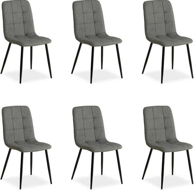 Homestyle4u Eetkamerstoelen - Set van 6 - Grijs - Linnen