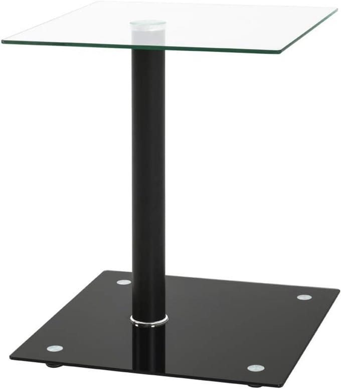 Ronde Bijzettafel Zwart Metaal met Glas - Modern Design