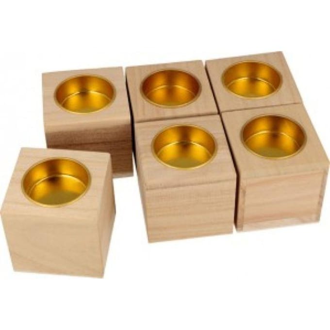 Artemio 6 houten kaarsenhouders 6x6 cm