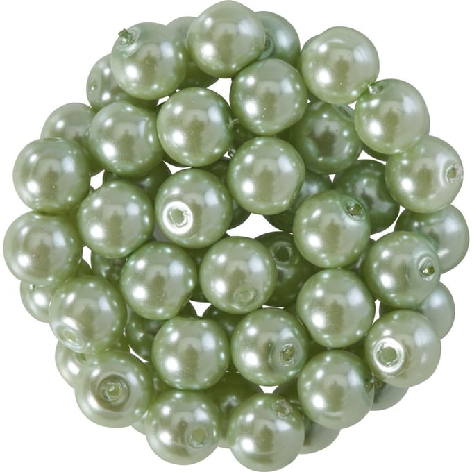 Glazen waskralen, Ø 6 mm, 55 stuks - Lichtgroen