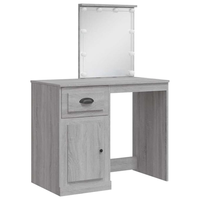 vidaXL - Kaptafel - met - LED-verlichting - 90x42x132,5 - cm - grijs - sonoma