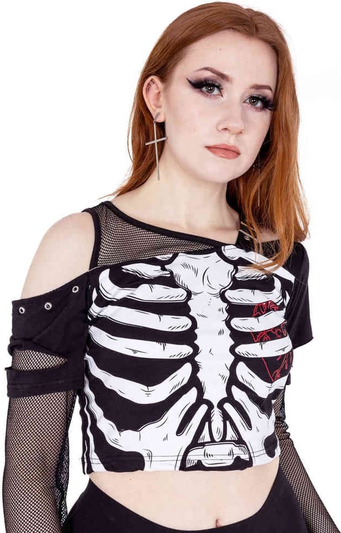 Heartless - Bare Bones Crop top - M - Zwart