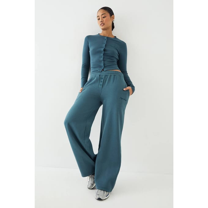 Dames DSGN Studio Borduurwerk Henley Jogger | Teal | Maat: Large