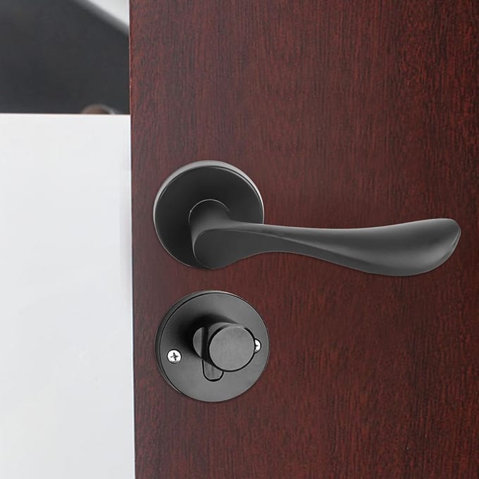 Ruimte Aluminium Deurslotset Sleutelvergrendelende Deurklink Hendel Hardware Accessoire voor Binnendeur black