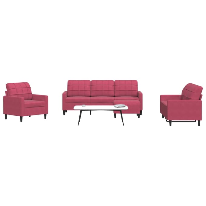 vidaXL 4-delige Loungeset met kussens fluweel wijnrood