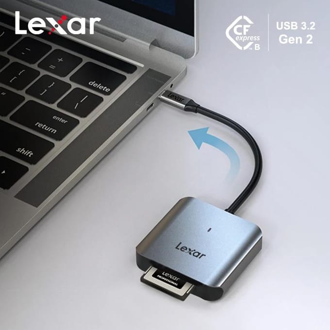 Lecteur de cartes Lexar CFexpress Type B, interface Type-C haute vitesse, lecteur de cartes pour téléphone USB 3.2 Gen2, lecteurs de cartes mémoire Lexar d'origine CF Type-B Card Reader【Type-C Interface】 gray