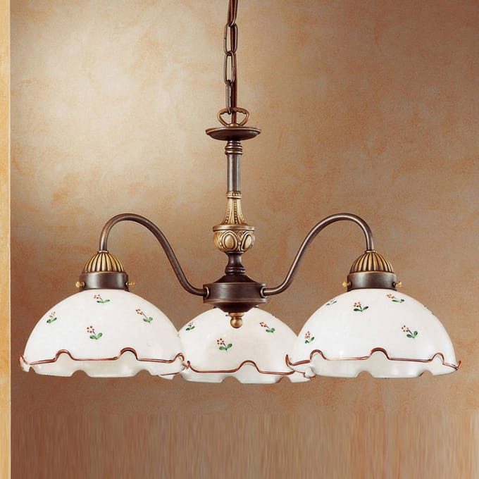austrolux Hanglamp Nonna Millefleurs, 3-lamps, roze