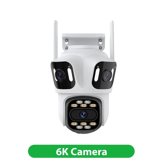 Caméra externe WiFi 6K HD IP caméra à trois écrans 4K extérieure double objectif suivi automatique sécurité caméra PTZ Surveillance iCsee 6K Camera