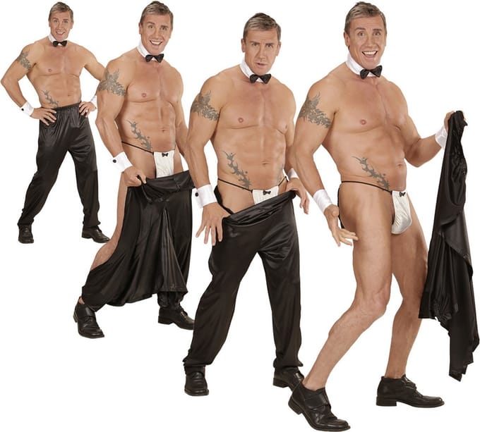 Widmann Stripper broek - heren - zwart - klittenband sluiting - Carnaval - vrijgezellenfeest - chippendales M/L