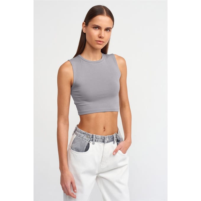 Mouwloze Crop Top In Katoenen Jersey