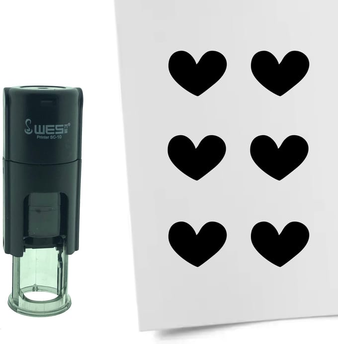CombiCraft Stempel Hartje 10mm rond - zwarte inkt
