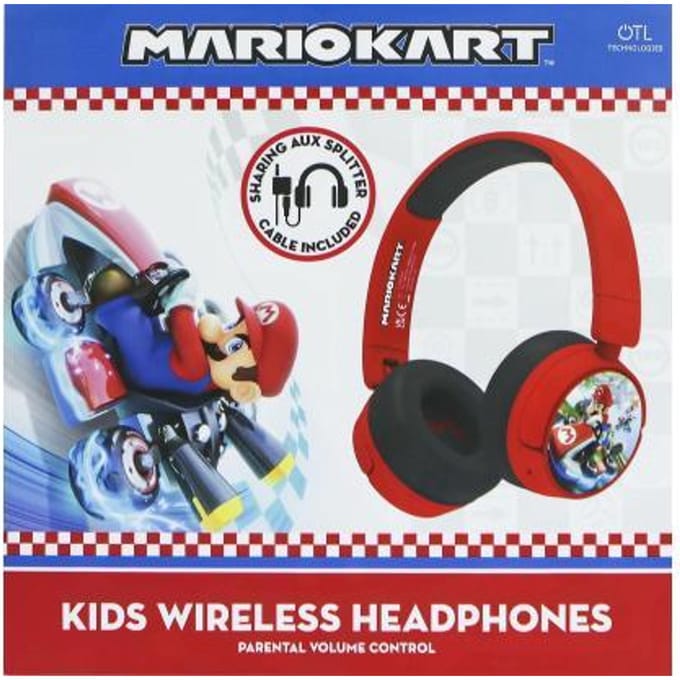 Mario Kart - draadloze kinderkoptelefoon - volumebegrenzing - lange batterijduur - microfoon - inklapbaar