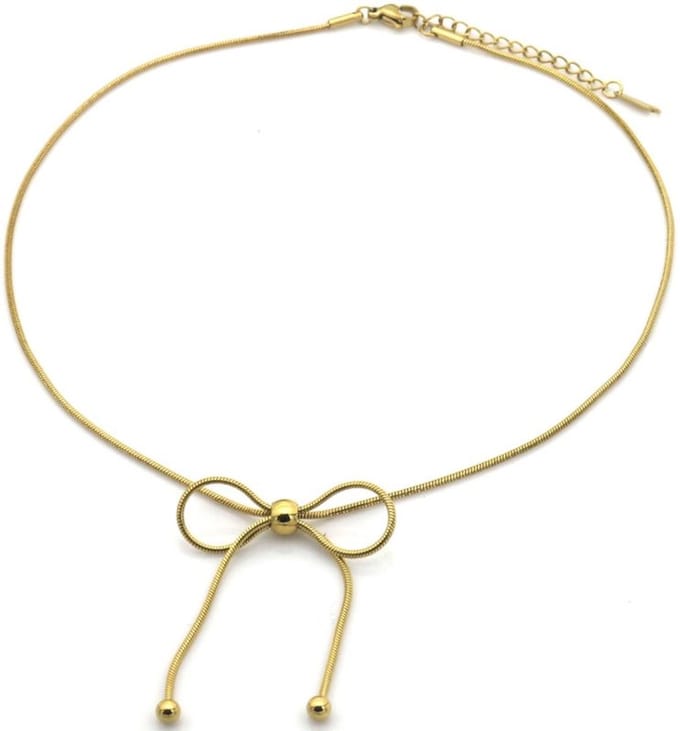 Ketting met Strik - Goudkleurig - RVS - Stainless Steel - Verstelbaar