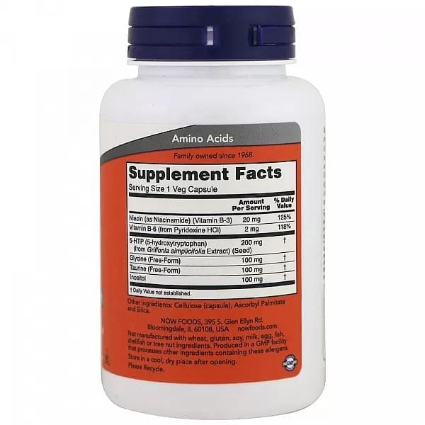 Now Foods 5-HTP 200mg (60 vcaps) Unflavoured - Vitaminen, mineralen & gezondheid - 5-HTP