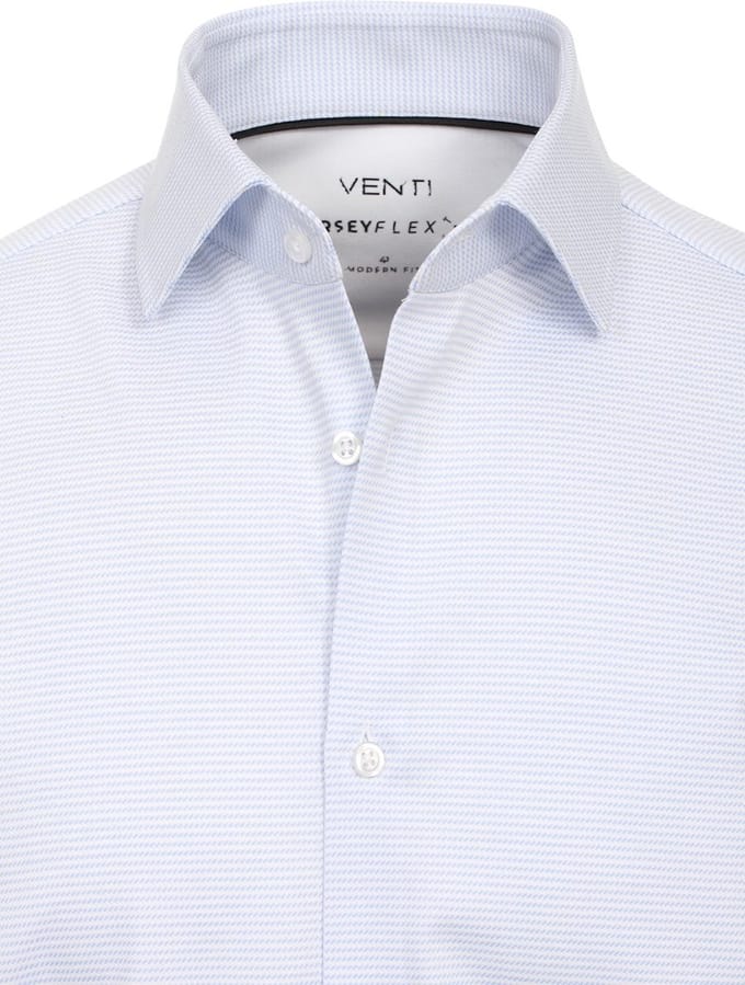 Venti Jerseyflex Overhemd Blauw Gewerkt Modern Fit - M