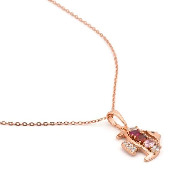 Collier - LUXENTER - Mahdas - Finition or rose 18 carats - Zircone multicolore - Alliage métallique pur