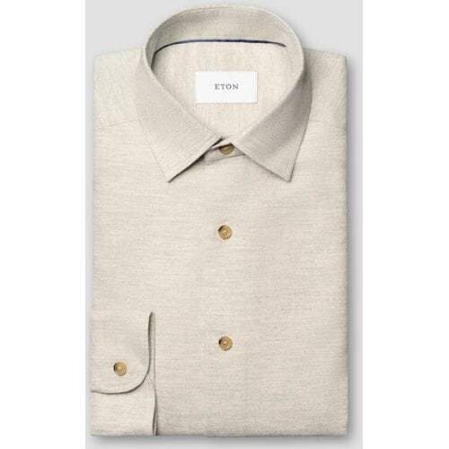 Eton Overhemd Solid Color Double-Twisted Yarn Cotton Flanel Licht Grijs / male