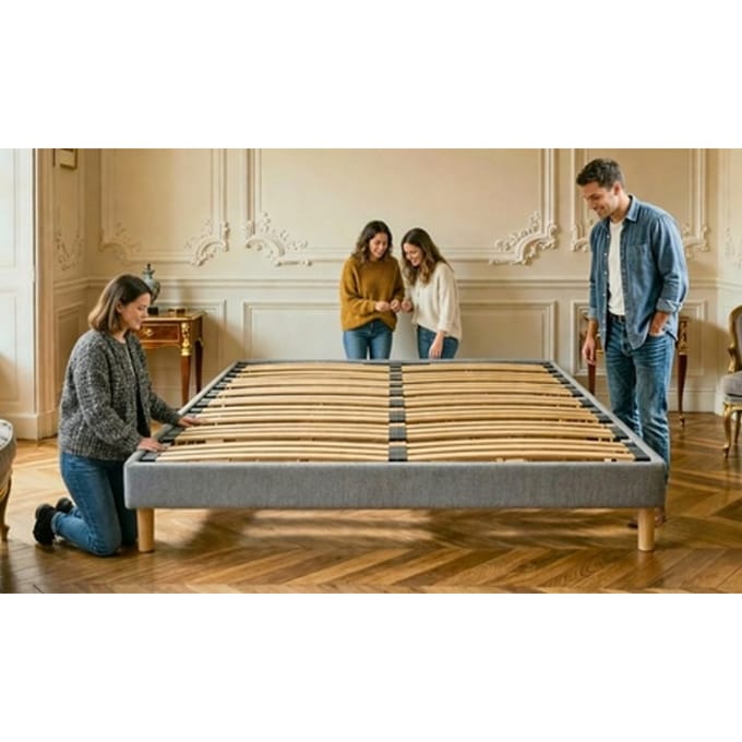Élu gestoffeerde bedbodem: Lichtgrijs / 90 x 190 cm