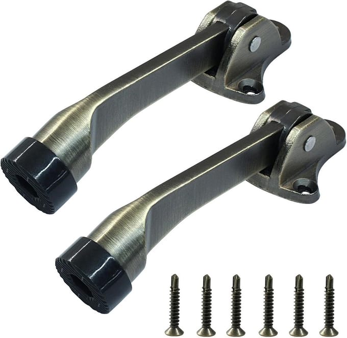 2x Kickdown Deurstopper Brons - Rubberen Bumper - Zinklegering Deurvastzetter voor Binnen en Garage