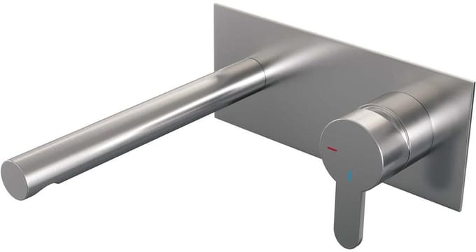 Brauer Brushed Edition Inbouw Wastafelmengkraan met Rechte Uitloop en Afdekplaat Model D1 RVS Geborsteld PVD